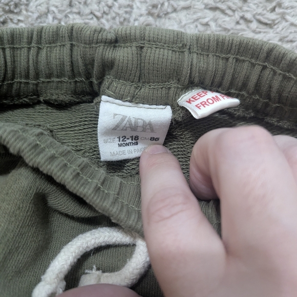 Zara Green Cotton Joggers with Elastic Cuffs - Picture 3 of 3